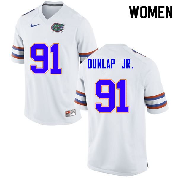 NCAA Florida Gators Marlon Dunlap Jr. Women's #91 Nike White Stitched Authentic College Football Jersey CAS4064FU